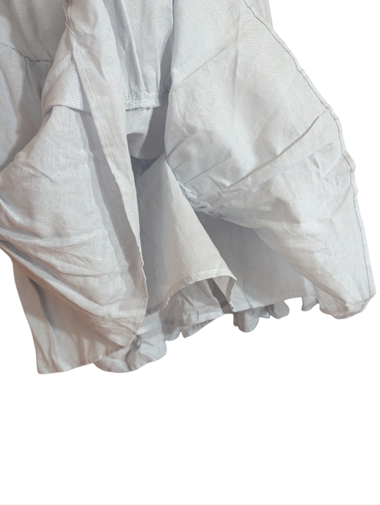 Chelsea & Violet Light Blue Linen Blend Puff Sleeve Bow Back Dress L - Picture 5 of 11